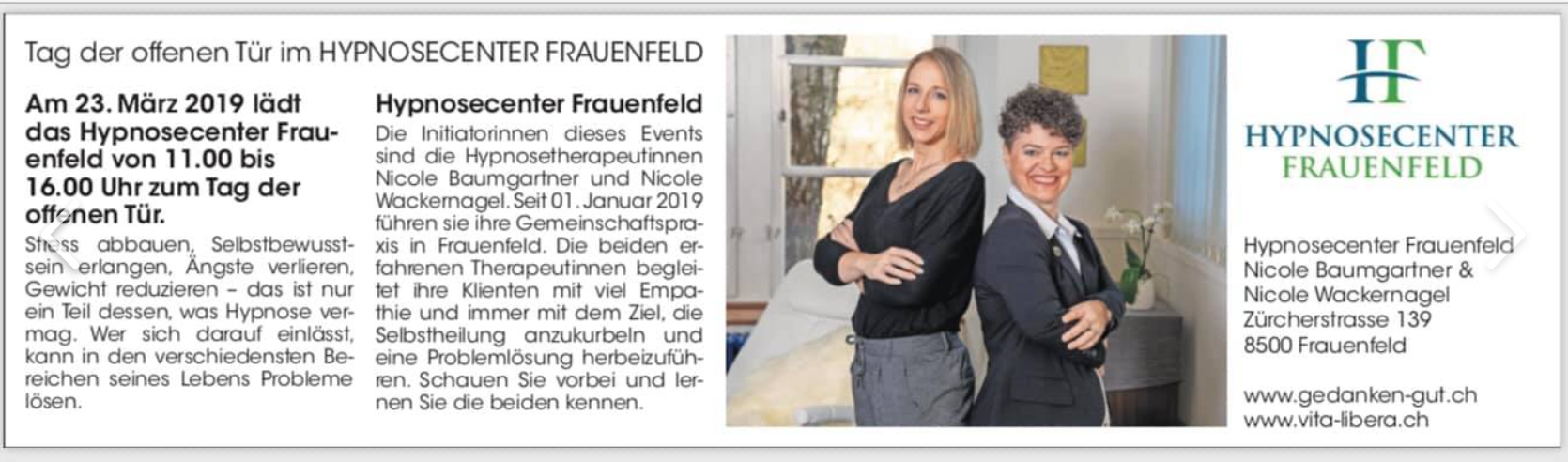 Eröffnungsfeier Hypnosecenter Frauenfeld